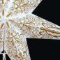 Preview: Amar weiß/gold - Faltbarer Leuchtstern, Weihnachtsstern aus Papier mit 7 Zacken, 60 cm